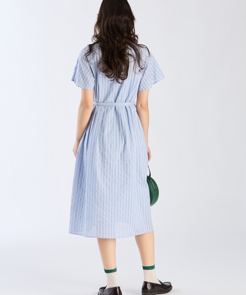 To b. by agnes b.(トゥービーバイアニエスベー)の「からみ織 コットン 半袖 ワンピース(ワンピース・レディース・ブルー系その他・40/38/36)」の5枚目の写真