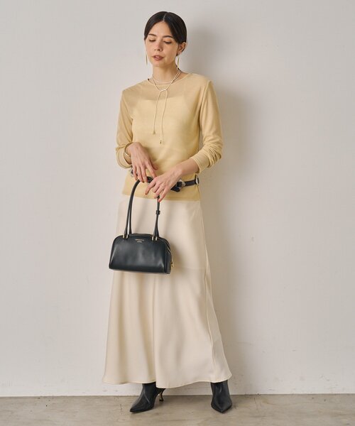 LOUNGEDRESS(ラウンジドレス)の「サテンナロースカート(スカート・レディース・オフホワイト/ブラック・MEDIUM/SMALL)」の6枚目の写真