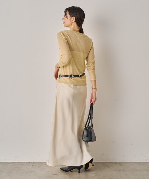 新品　ラウンジドレス　サテンナロースカート　カーキ サテンナロースカート（スカート）｜LOUNGEDRESS（ラウンジ