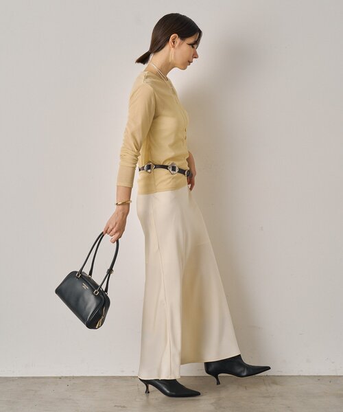 新品　ラウンジドレス　サテンナロースカート　カーキ サテンナロースカート（スカート）｜LOUNGEDRESS（ラウンジ