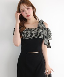 one after another NICE CLAUP | 【セットアップ可能】ワンショルリボントップス(Tシャツ/カットソー)