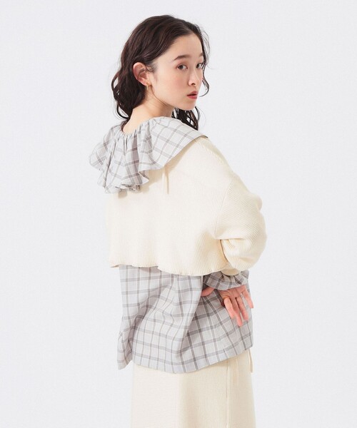 BEAMS BOY（ビームスボーイ）の「ミリタリー ショート プルオーバー（ニット/セーター・レディース・ホワイト系その他7/ダークブラウン/ネイビー・ONE SIZE）」の19枚目の写真