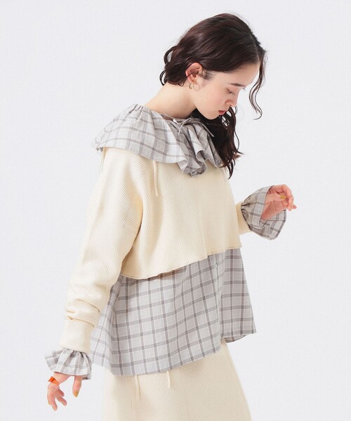 BEAMS BOY（ビームスボーイ）の「ミリタリー ショート プルオーバー（ニット/セーター・レディース・ホワイト系その他7/ダークブラウン/ネイビー・ONE SIZE）」の20枚目の写真