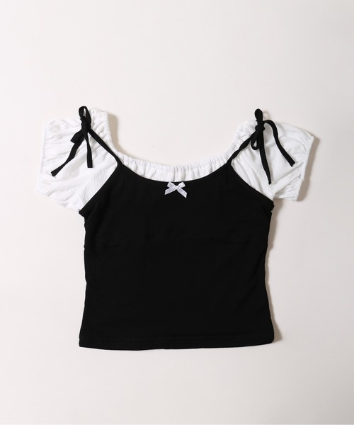 PHILLY(フィリー)の「リボンキャミドッキングTシャツ(Tシャツ/カットソー・レディース・ブラック/グレー・FREE)」の18枚目の写真