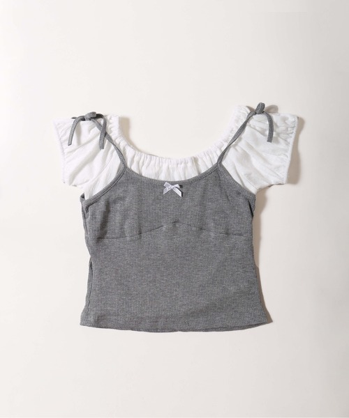 PHILLY(フィリー)の「リボンキャミドッキングTシャツ(Tシャツ/カットソー・レディース・ブラック/グレー・FREE)」の19枚目の写真