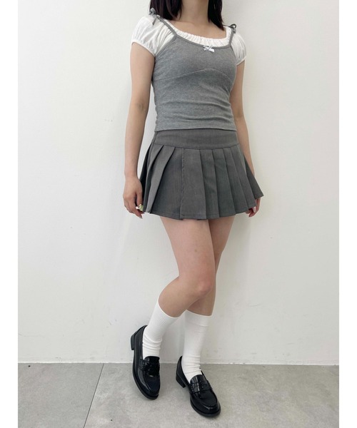 PHILLY(フィリー)の「リボンキャミドッキングTシャツ(Tシャツ/カットソー・レディース・ブラック/グレー・FREE)」の12枚目の写真