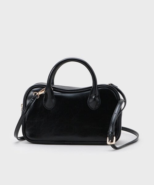 OPAQUE.CLIP（オペークドットクリップ）の「【軽量/2WAY】オイル調合皮ミドルボストンバッグ（ショルダーバッグ・レディース・ブラック/ベージュ・00）」の7枚目の写真