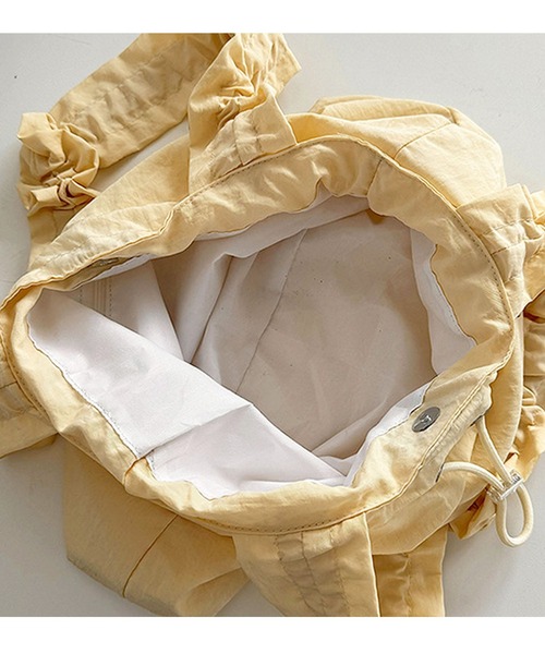 florist(フローリスト)の「【A4収納・軽い◎】ラインストーンドロストギャザーハンドルバッグ/トートバッグ(トートバッグ・レディース・スカイブルー/ブラック/ライトイエロー/ピンク・FREE)」の10枚目の写真