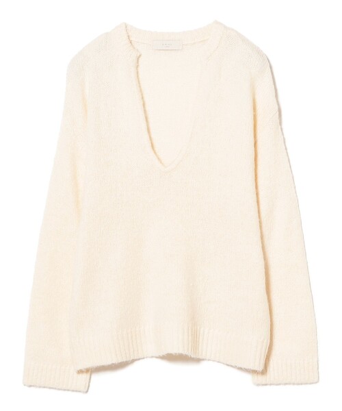 B:MING by BEAMS(ビーミングバイビームス)の「ボーダー ロンT × Vネック ニット セット(ニット/セーター・レディース・チャコールグレー/オフホワイト/ダークブラウン・ONE SIZE)」の7枚目の写真