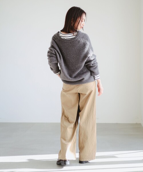 B:MING by BEAMS(ビーミングバイビームス)の「ボーダー ロンT × Vネック ニット セット(ニット/セーター・レディース・チャコールグレー/オフホワイト/ダークブラウン・ONE SIZE)」の11枚目の写真