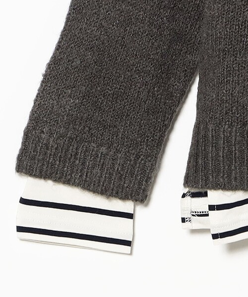 B:MING by BEAMS(ビーミングバイビームス)の「ボーダー ロンT × Vネック ニット セット(ニット/セーター・レディース・チャコールグレー/オフホワイト/ダークブラウン・ONE SIZE)」の15枚目の写真