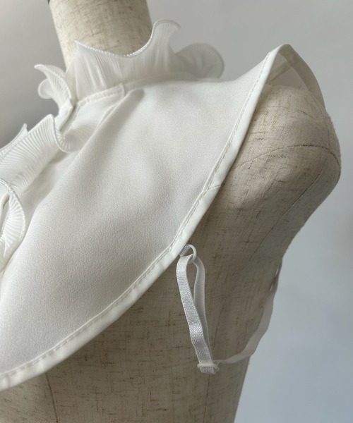 SANSeLF（サンセルフ）の「【SANSeLF】 プリーツフリル スタンドネック フェイクトップス 付け襟 saa25s014（付け襟・レディース・ホワイト/ブラック・FREE）」の13枚目の写真