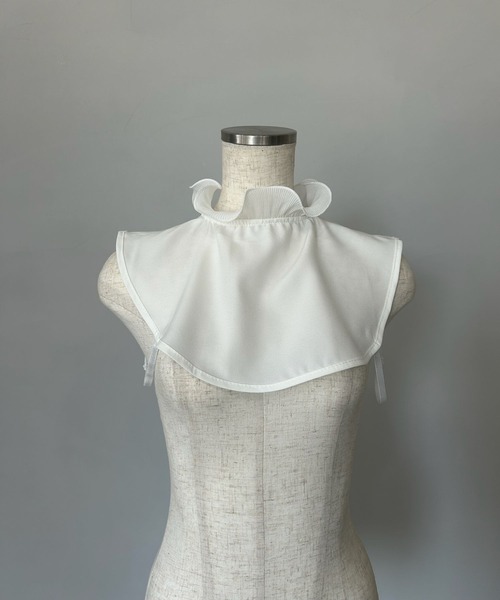 SANSeLF（サンセルフ）の「【SANSeLF】 プリーツフリル スタンドネック フェイクトップス 付け襟 saa25s014（付け襟・レディース・ホワイト/ブラック・FREE）」の14枚目の写真