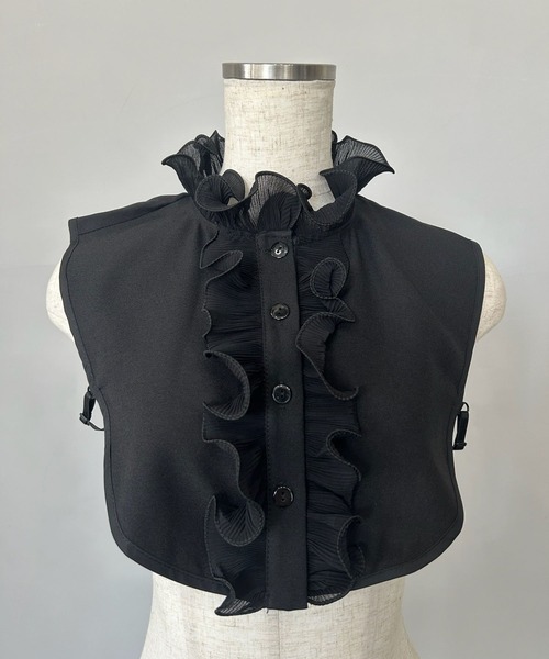 SANSeLF（サンセルフ）の「【SANSeLF】 プリーツフリル スタンドネック フェイクトップス 付け襟 saa25s014（付け襟・レディース・ホワイト/ブラック・FREE）」の15枚目の写真