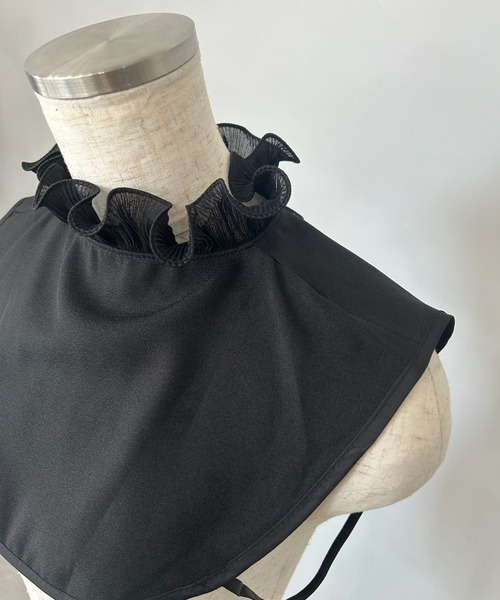 SANSeLF（サンセルフ）の「【SANSeLF】 プリーツフリル スタンドネック フェイクトップス 付け襟 saa25s014（付け襟・レディース・ホワイト/ブラック・FREE）」の18枚目の写真