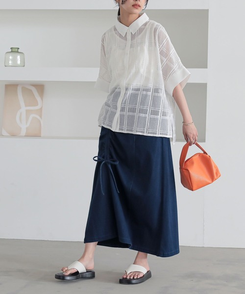 n'OrLABEL（ノアールレーベル）の「『ドロストストレッチデニムスカート』（デニムスカート・レディース・ブラック/ブルー・2/1）」の22枚目の写真