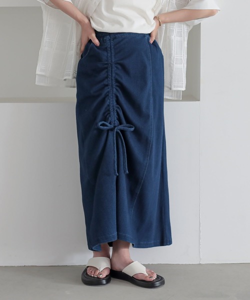 n'OrLABEL（ノアールレーベル）の「『ドロストストレッチデニムスカート』（デニムスカート・レディース・ブラック/ブルー・2/1）」の20枚目の写真