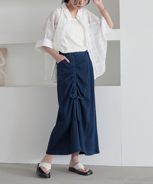 n'OrLABEL（ノアールレーベル）の「『ドロストストレッチデニムスカート』（デニムスカート・レディース・ブラック/ブルー・2/1）」の21枚目の写真