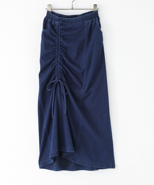n'OrLABEL（ノアールレーベル）の「『ドロストストレッチデニムスカート』（デニムスカート・レディース・ブラック/ブルー・2/1）」の6枚目の写真