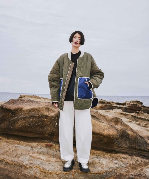 ジャケット・アウター OMMO REVERSIBLE MIXED FABRIC CT REVERSIBLE MIXED FABRIC CT（ノーカラーコート）｜OMMO（オーエム