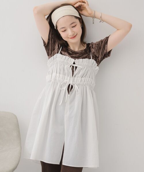 RETRO GIRL(レトロガール)の「キャミフリルチュニックOP(ワンピース・レディース・ホワイト/ブラック・FREE)」の3枚目の写真