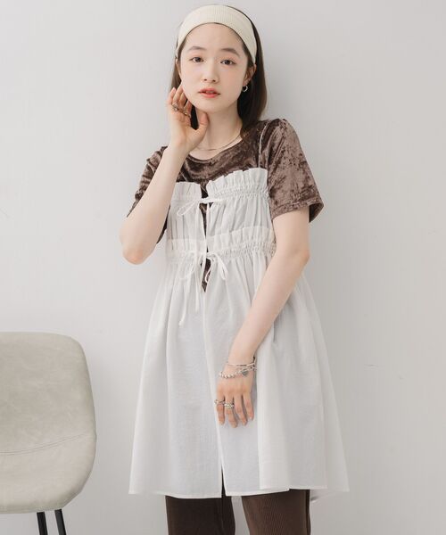 RETRO GIRL(レトロガール)の「キャミフリルチュニックOP(ワンピース・レディース・ホワイト/ブラック・FREE)」の8枚目の写真