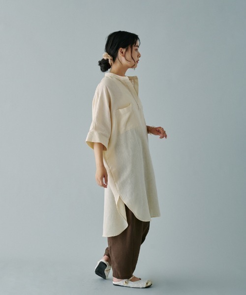 terrace(テラス)の「ツーポケットスキッパーロングシャツ(シャツ/ブラウス・レディース・アイボリー/ブラック/オレンジ・MEDIUM)」の20枚目の写真