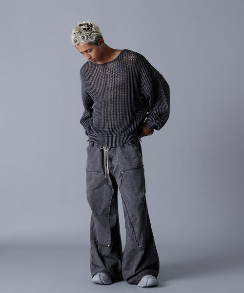 DANKE SCHON（ダンケシェーン）の「DankeSchon/ダンケシェーン/CHEMICAL MESH KNIT CREWNECK（ニット/セーター・メンズ・ブラック・L/M）」の4枚目の写真