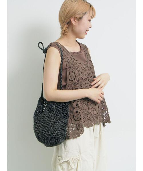 SM2（エスエムツー）の「マシンクロシェ編みベスト（ベスト・レディース・ブラック/ダークブラウン/キナリ・F）」の9枚目の写真