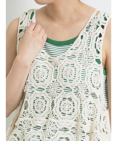 SM2（エスエムツー）の「マシンクロシェ編みベスト（ベスト・レディース・ブラック/ダークブラウン/キナリ・F）」の12枚目の写真