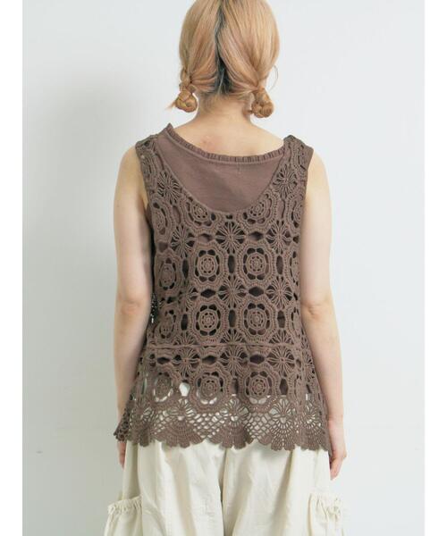 SM2（エスエムツー）の「マシンクロシェ編みベスト（ベスト・レディース・ブラック/ダークブラウン/キナリ・F）」の18枚目の写真