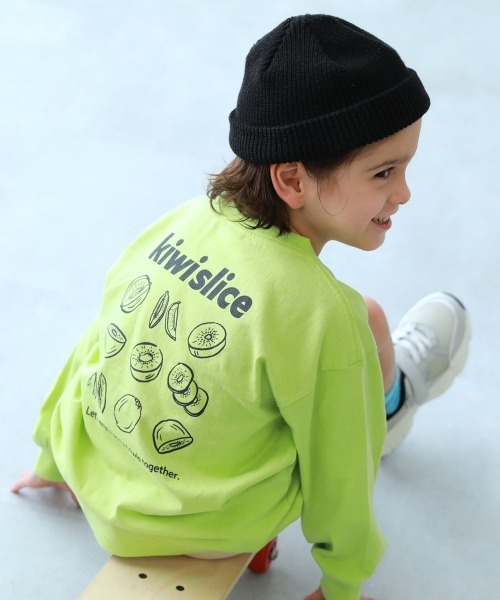 devirock(デビロック)の「綿100% デビラボ BIGシルエット プリント袖リブ 長袖Tシャツ ロンT(Tシャツ/カットソー・キッズ・グレー系1/ブラック系2/ブラック系3/ブラック系4/ベージュ系1/ホワイト系1/ブラック系1/ピンク系1/グリーン系1/ベージュ系2/グリーン系3/グリーン系4/グリーン系2/ブルー系1・90cm/110cm/100cm/120cm/130cm/140cm/150cm/160cm)」の11枚目の写真