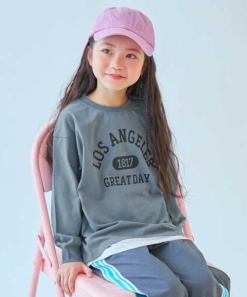 devirock(デビロック)の「綿100% デビラボ BIGシルエット プリント袖リブ 長袖Tシャツ ロンT(Tシャツ/カットソー・キッズ・グレー系1/ブラック系2/ブラック系3/ブラック系4/ベージュ系1/ホワイト系1/ブラック系1/ピンク系1/グリーン系1/ベージュ系2/グリーン系3/グリーン系4/グリーン系2/ブルー系1・90cm/110cm/100cm/120cm/130cm/140cm/150cm/160cm)」の13枚目の写真