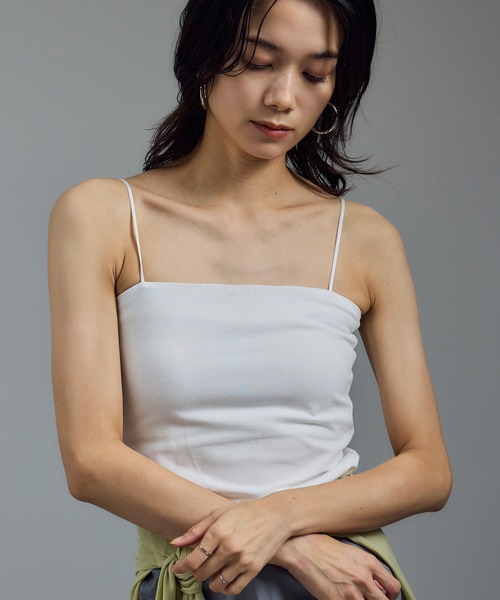 ベア天カップ付きベアトップキャミソール［UVケア・接触冷感