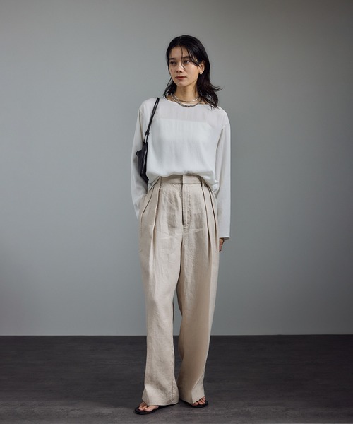 SALON adam et rope'（サロン アダム エ ロペ）の「ベア天カップ付きベアトップキャミソール［UVケア・接触冷感］（キャミソール・レディース・ホワイト/ブラック・M/S）」の7枚目の写真