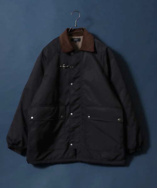 ANPAS（アンパス）の「ANPAS Corduroy Collar Fireman Buckle Hunting Jacket/ANPAS 別注 襟コーデュロイ ファイヤーマンバックル 薄中綿ハンティングジャケット ブルゾン アウター メンズ（ブルゾン・メンズ・ブラック/オリーブ・M/L/LL）」の3枚目の写真