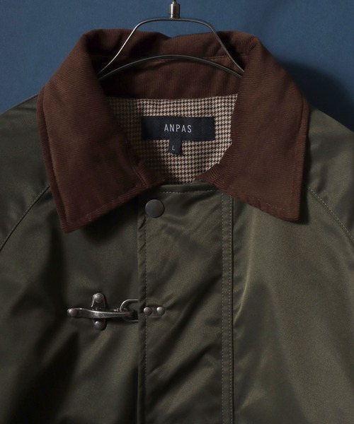 ANPAS（アンパス）の「ANPAS Corduroy Collar Fireman Buckle Hunting Jacket/ANPAS 別注 襟コーデュロイ ファイヤーマンバックル 薄中綿ハンティングジャケット ブルゾン アウター メンズ（ブルゾン・メンズ・ブラック/オリーブ・M/L/LL）」の6枚目の写真