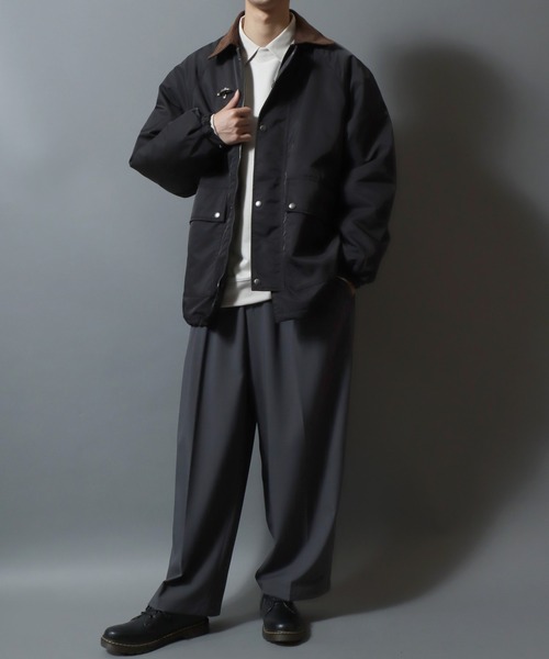 ANPAS（アンパス）の「ANPAS Corduroy Collar Fireman Buckle Hunting Jacket/ANPAS 別注 襟コーデュロイ ファイヤーマンバックル 薄中綿ハンティングジャケット ブルゾン アウター メンズ（ブルゾン・メンズ・ブラック/オリーブ・M/L/LL）」の22枚目の写真