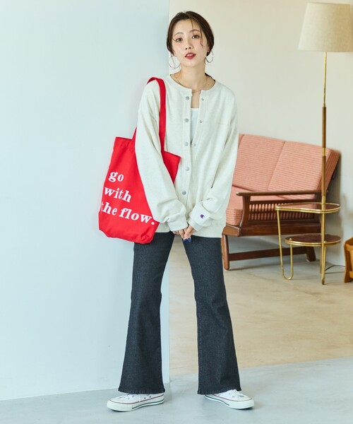 FREAK'S STORE(フリークスストア)の「限定展開 Champion × FREAK'S STORE/チャンピオン 別注 スナップ カーディガン(カーディガン/ボレロ・レディース・グリーン/オートミール/スミクロ/杢グレー・フリ-)」の8枚目の写真