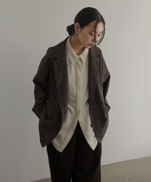 hellam(へラム)の「チェックテーラードジャケット(テーラードジャケット・レディース・ブラック/ブラウン/ベージュ・FREE)」の3枚目の写真