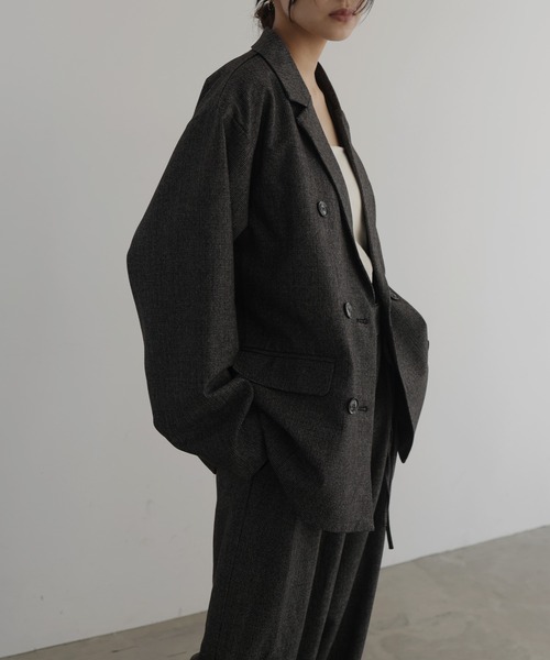 hellam(へラム)の「チェックテーラードジャケット(テーラードジャケット・レディース・ブラック/ブラウン/ベージュ・FREE)」の5枚目の写真