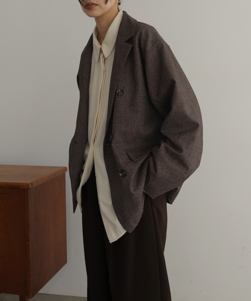 極美品　オンリープレミオ　テーラードジャケット　チェック　アルパカ　モヘヤ　37 by muni:r ジャケット テーラードジャケット オーバーチェック