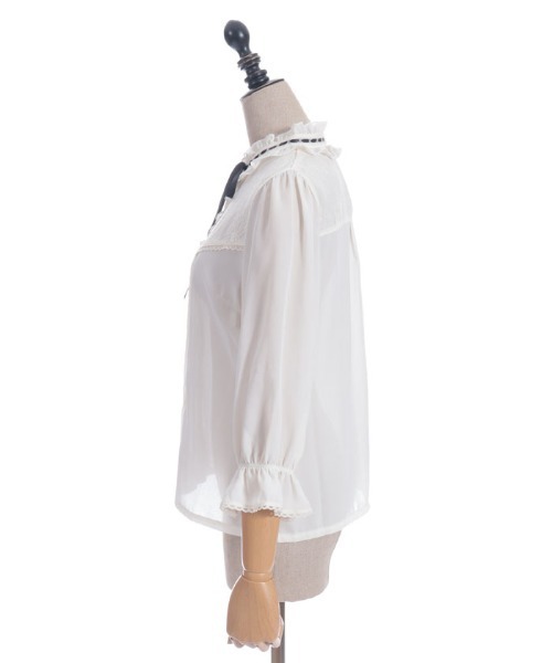 axes femme POETIQUE（アクシーズファムポエティック）の「梯子レーススタンドカラーブラウス（シャツ/ブラウス・レディース・ブラック/キナリ/ピンク・MEDIUM）」の21枚目の写真