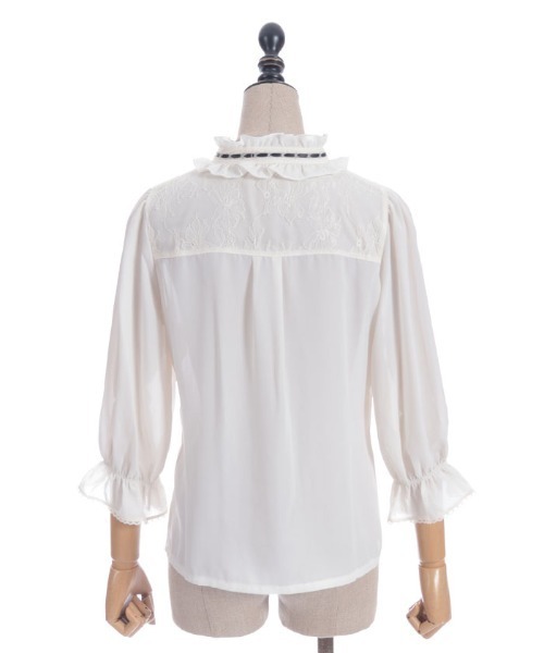axes femme POETIQUE（アクシーズファムポエティック）の「梯子レーススタンドカラーブラウス（シャツ/ブラウス・レディース・ブラック/キナリ/ピンク・MEDIUM）」の22枚目の写真