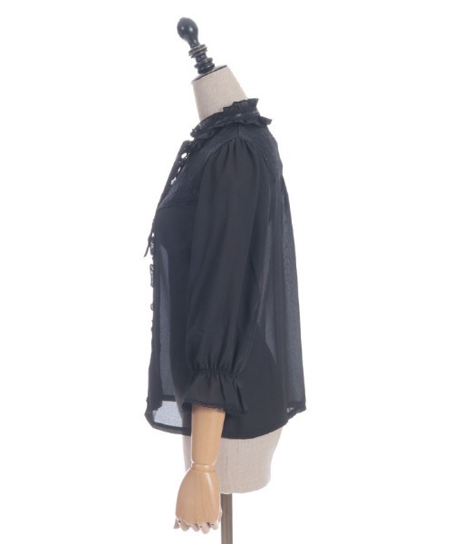 axes femme POETIQUE（アクシーズファムポエティック）の「梯子レーススタンドカラーブラウス（シャツ/ブラウス・レディース・ブラック/キナリ/ピンク・MEDIUM）」の17枚目の写真