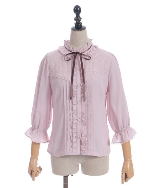axes femme POETIQUE（アクシーズファムポエティック）の「梯子レーススタンドカラーブラウス（シャツ/ブラウス・レディース・ブラック/キナリ/ピンク・MEDIUM）」の12枚目の写真