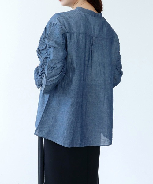 Cepica（セピカ）の「ギャザースリーブブラウス（シャツ/ブラウス・レディース・ブルー/ネイビー・FREE）」の7枚目の写真