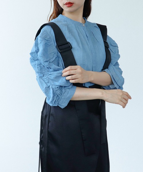 Cepica（セピカ）の「ギャザースリーブブラウス（シャツ/ブラウス・レディース・ブルー/ネイビー・FREE）」の9枚目の写真