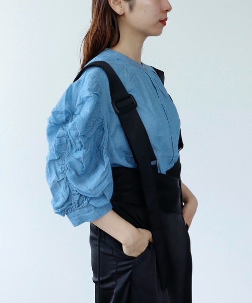 Cepica（セピカ）の「ギャザースリーブブラウス（シャツ/ブラウス・レディース・ブルー/ネイビー・FREE）」の11枚目の写真