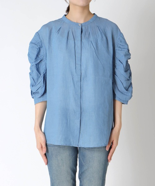 Cepica（セピカ）の「ギャザースリーブブラウス（シャツ/ブラウス・レディース・ブルー/ネイビー・FREE）」の13枚目の写真